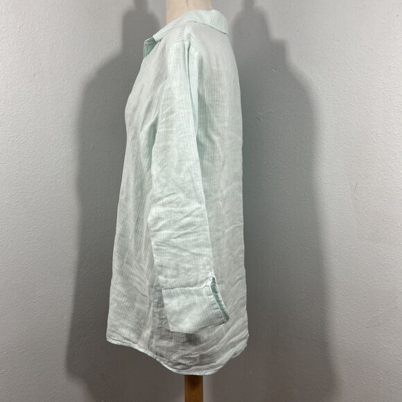 Vineyard Vines Top Women S Mint Stripe Linen Resort Beachy Preppy Nautical - Picture 2 of 10